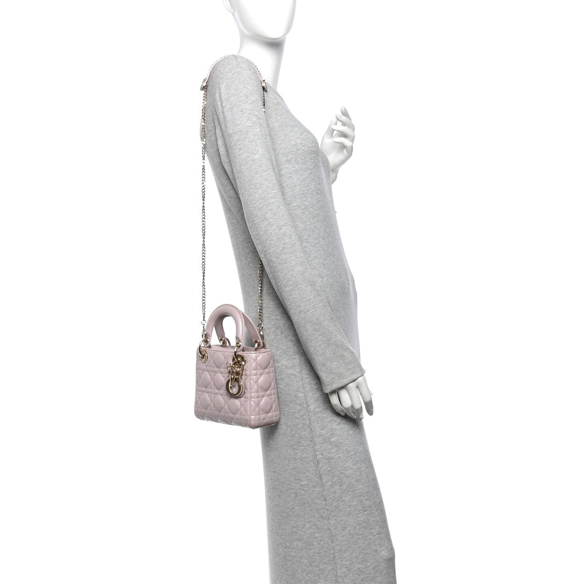 Metallic Lambskin Cannage Mini Lady Dior Lotus wholesalehk.shop