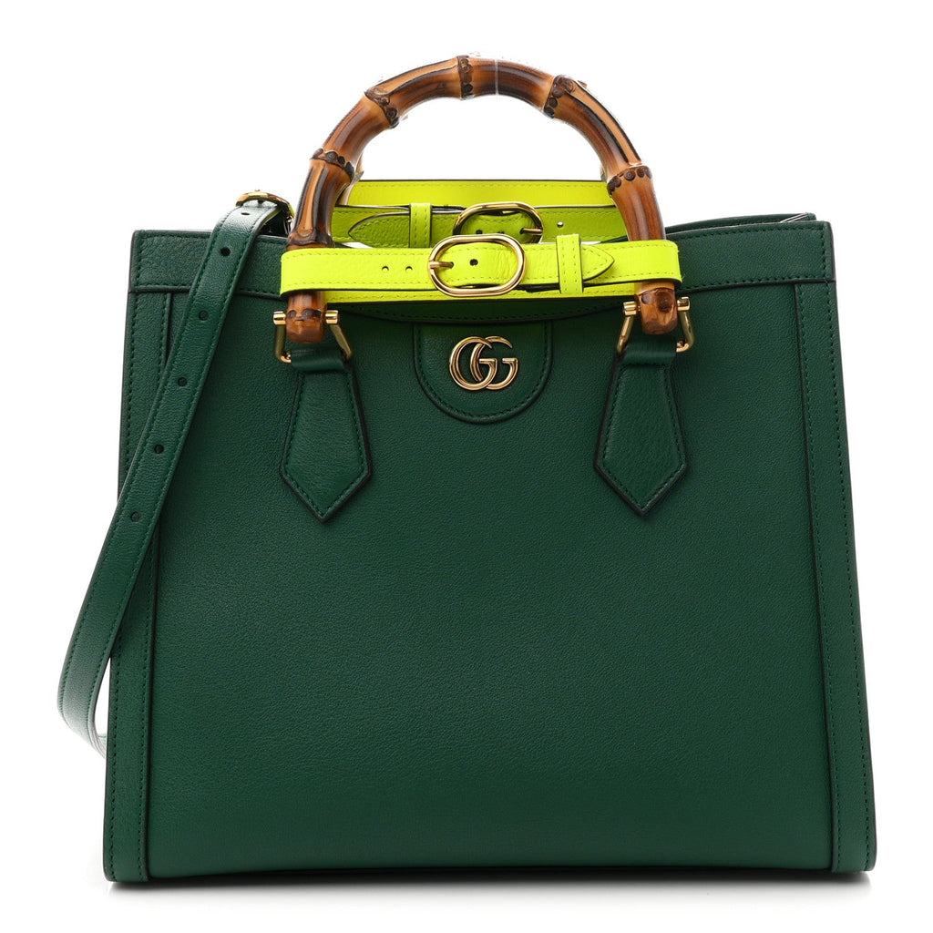Wonka Grain Calfskin Small Diana Tote Bag Green Yellow Fluo wholesalehk.shop