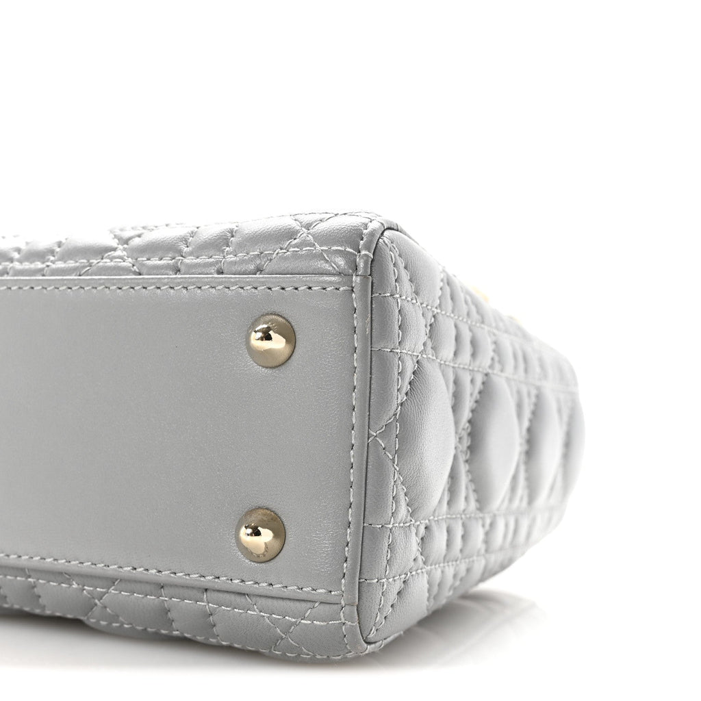 Lambskin Cannage Small My Lucky Badges My Lady Dior Grey wholesalehk.shop