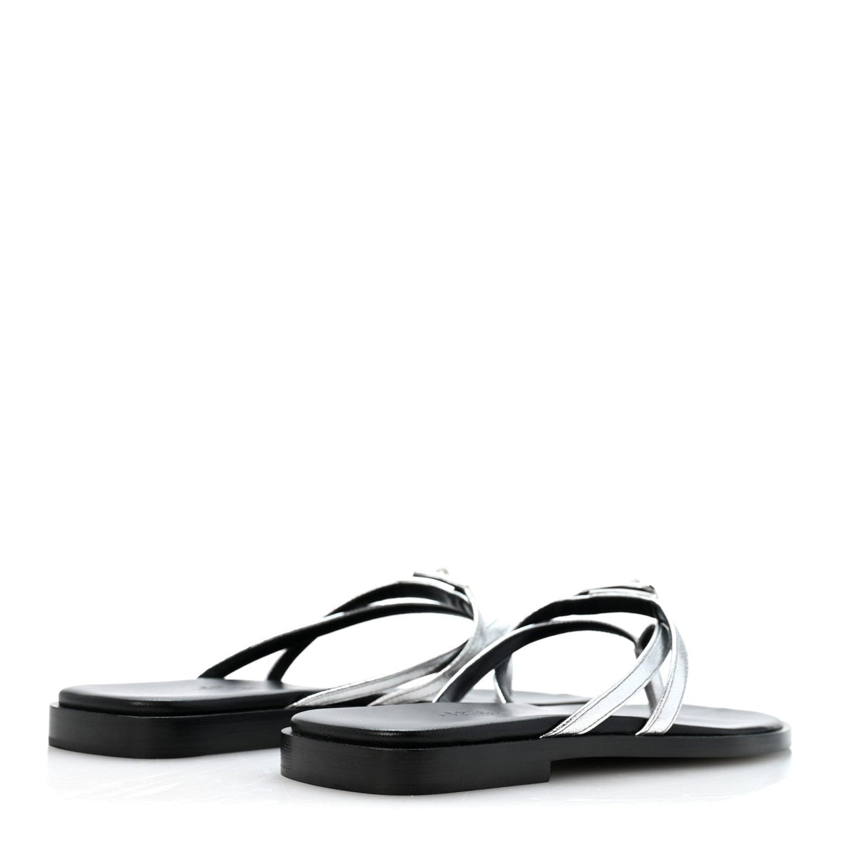 Metallic Goatskin Miss Sandals 36 Gris Argente wholesalehk.shop