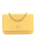 Caviar Quilted Tiny CC Wallet On Chain WOC Yellow wholesalehk.shop