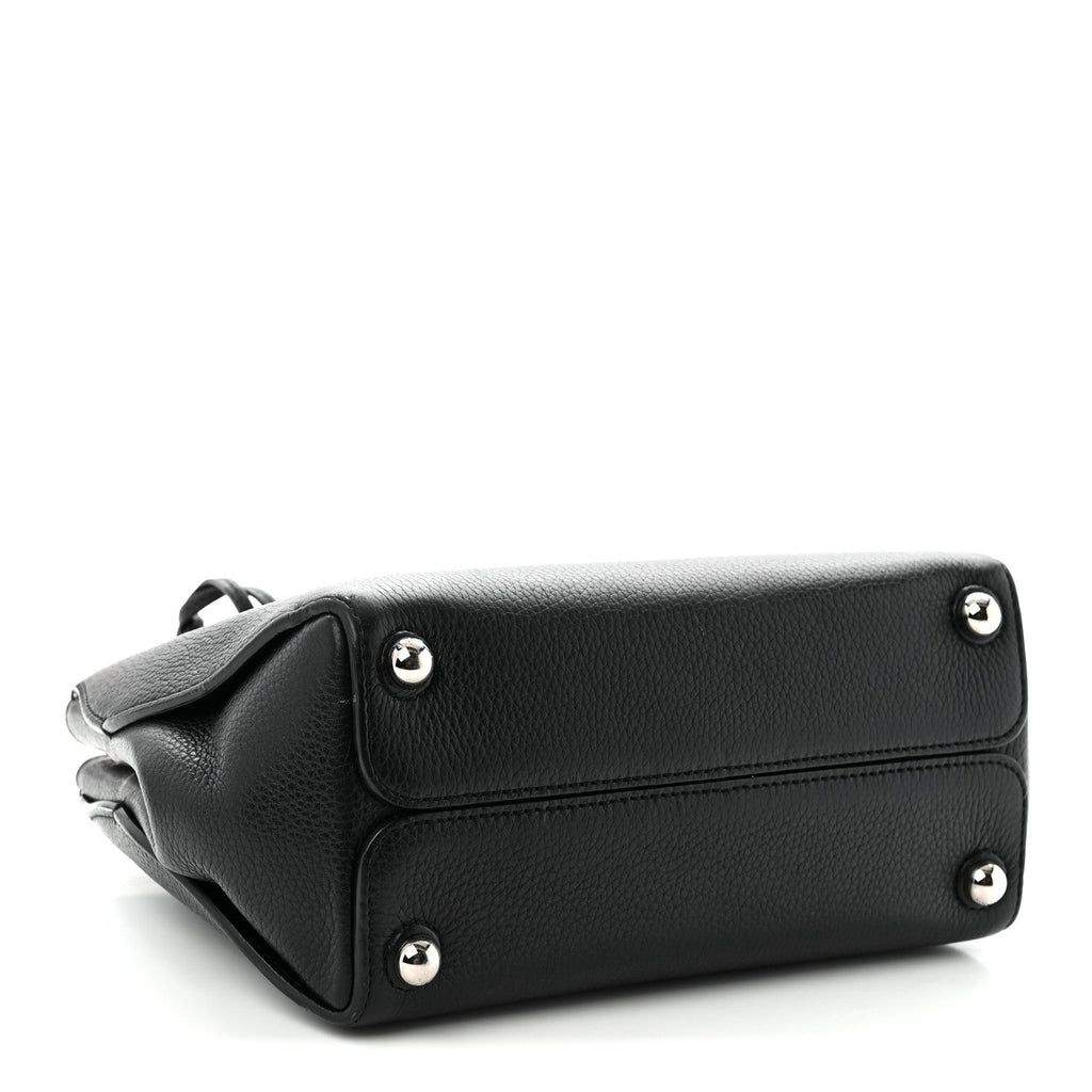 Grained Calfskin Small Open Bar Tote Black wholesalehk.shop