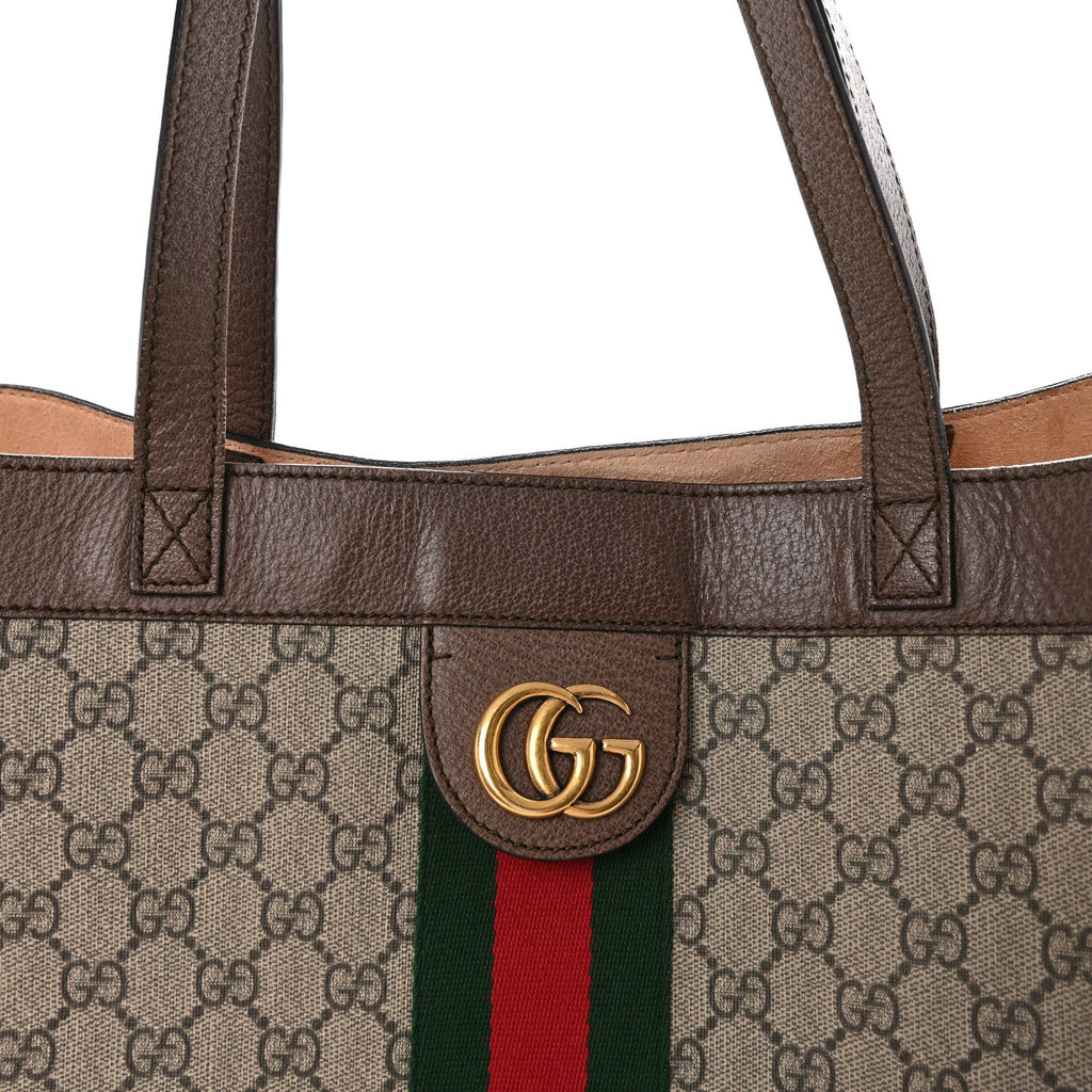 GG Supreme Monogram Web Ophidia Tote Brown wholesalehk.shop