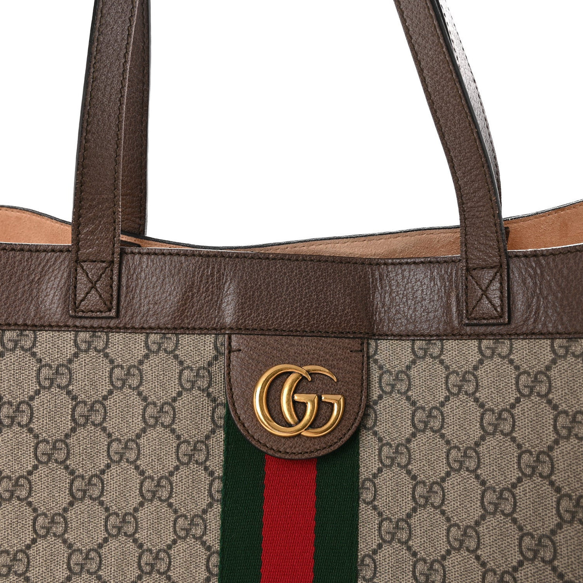 GG Supreme Monogram Web Ophidia Tote Brown wholesalehk.shop