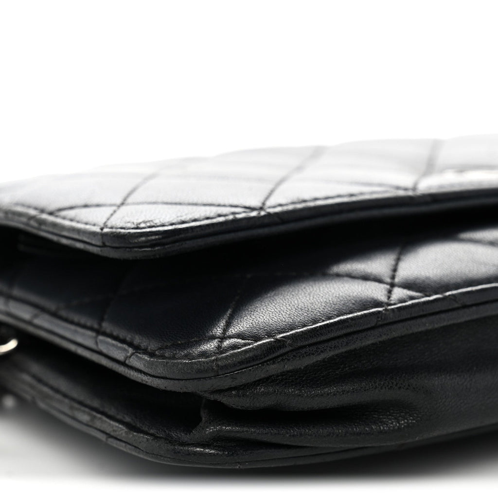Lambskin Quilted Wallet On Chain WOC Black wholesalehk.shop