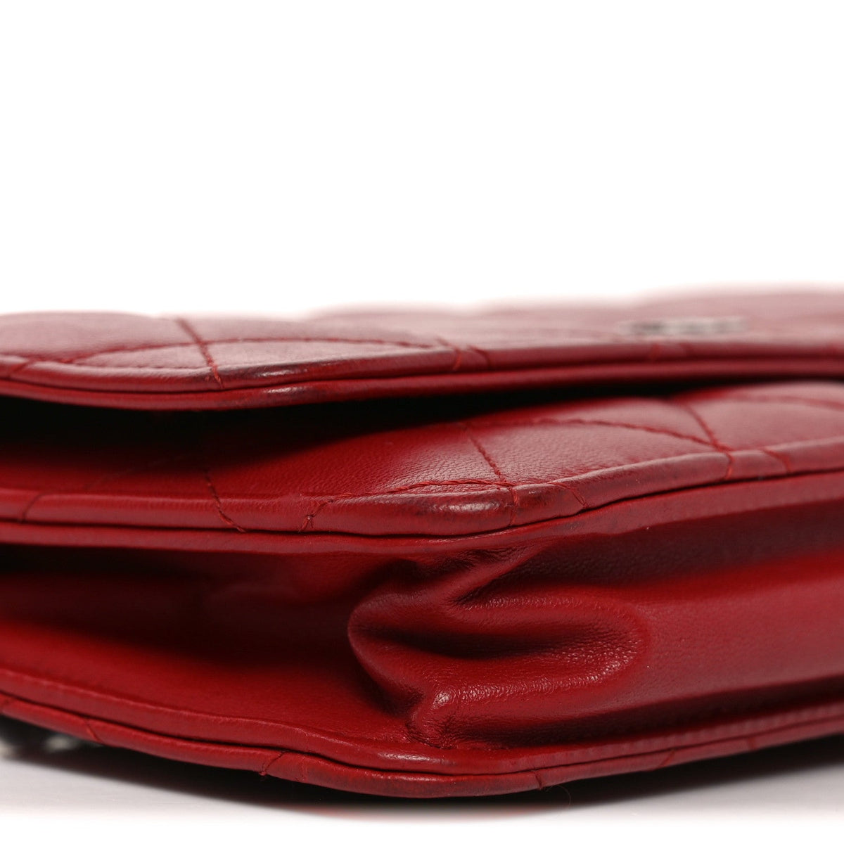 Lambskin Quilted Wallet On Chain WOC Red wholesalehk.shop