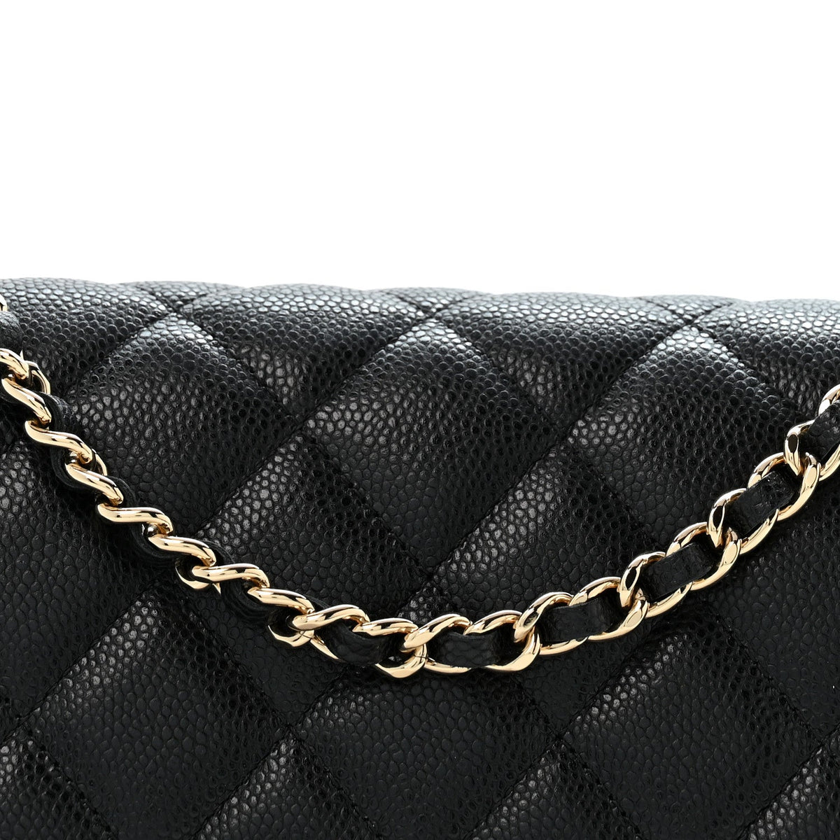 Caviar Quilted Compact Wallet On Chain WOC Black wholesalehk.shop