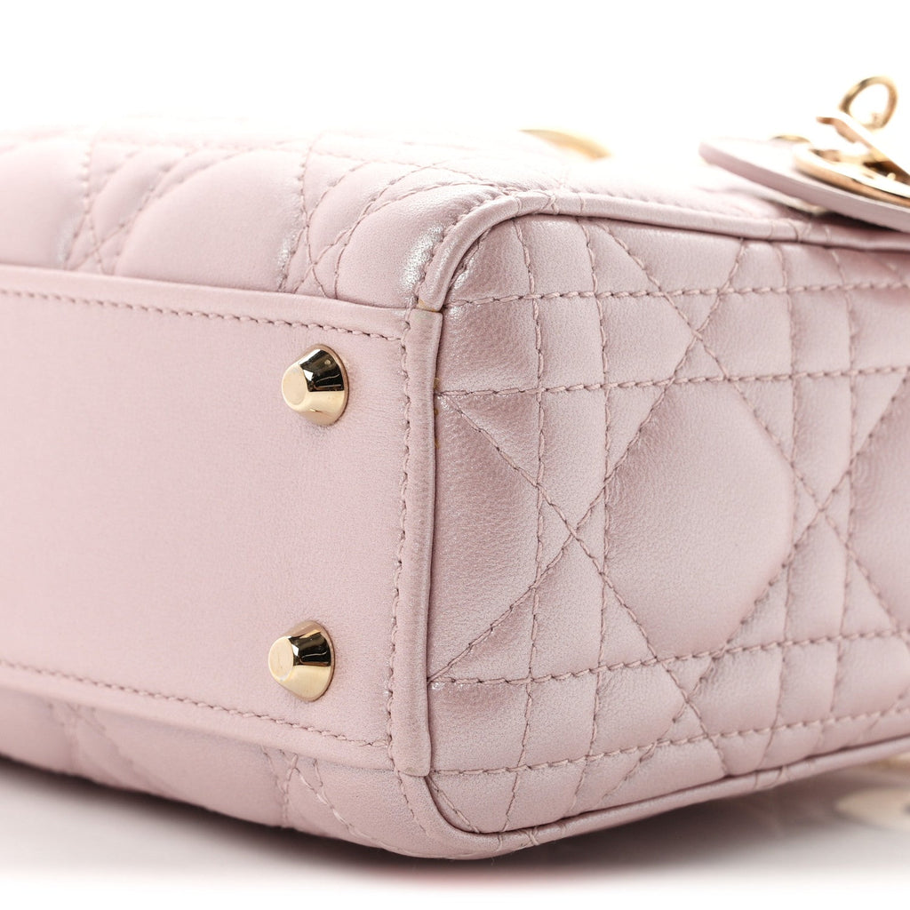 Metallic Lambskin Cannage Mini Lady Dior  Lotus wholesalehk.shop