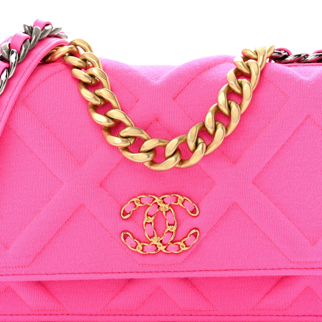 Jersey Quilted Chanel 19 Wallet On Chain WOC Pink wholesalehk.shop