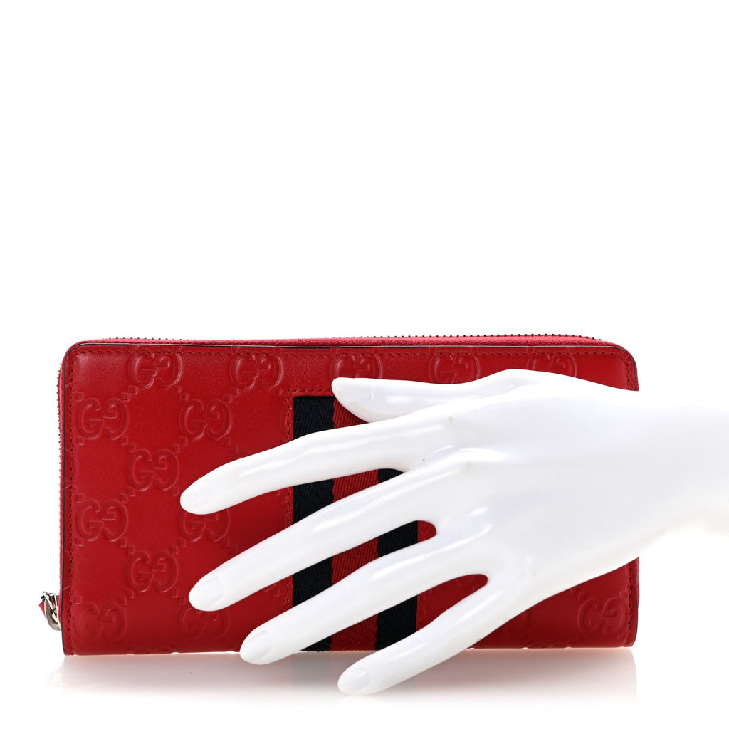 Guccissima Web Zip Around Wallet Red £¨ Direct shipment via from wholesalehk.shop