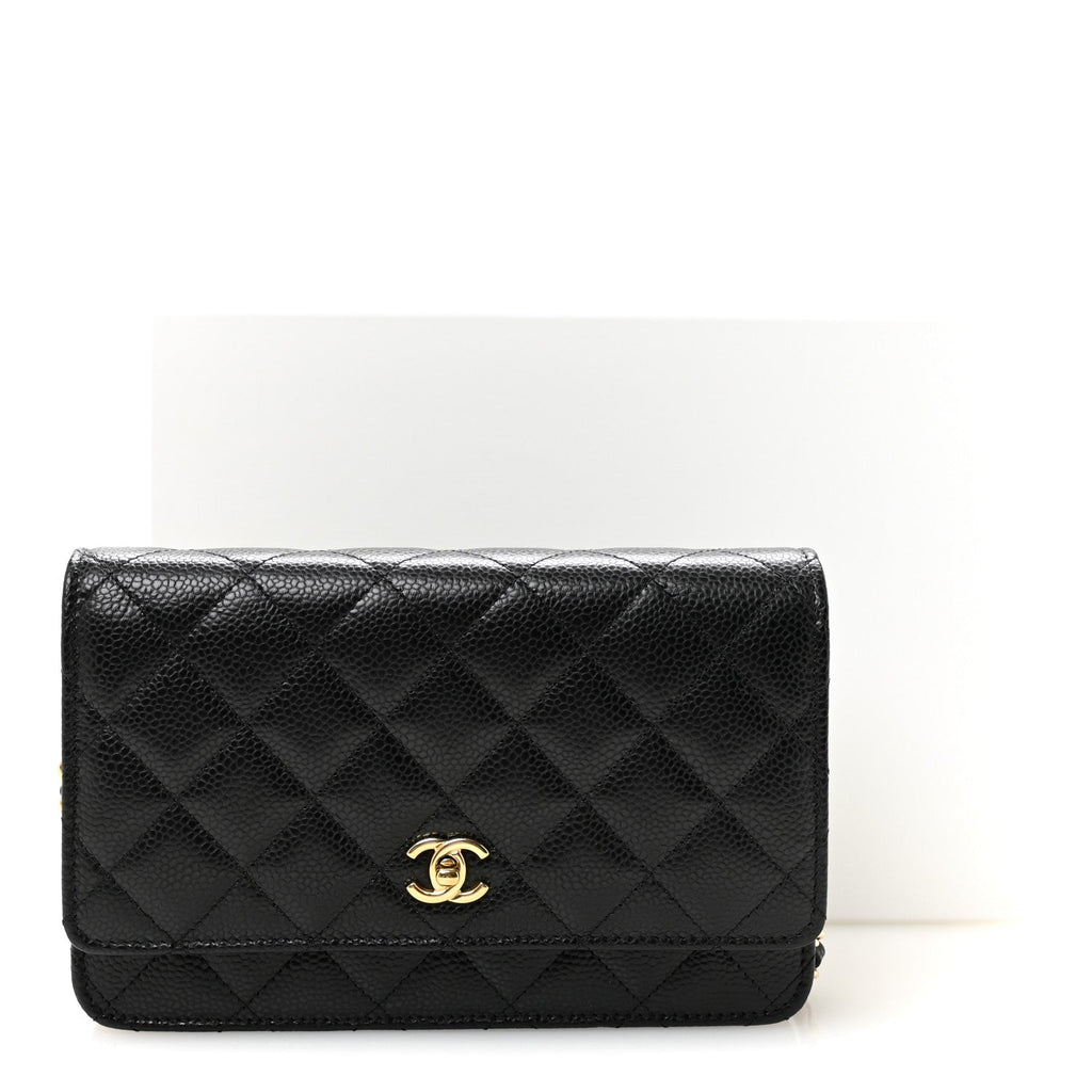 Caviar Quilted CC Turnlock Wallet On Chain WOC Black wholesalehk.shop