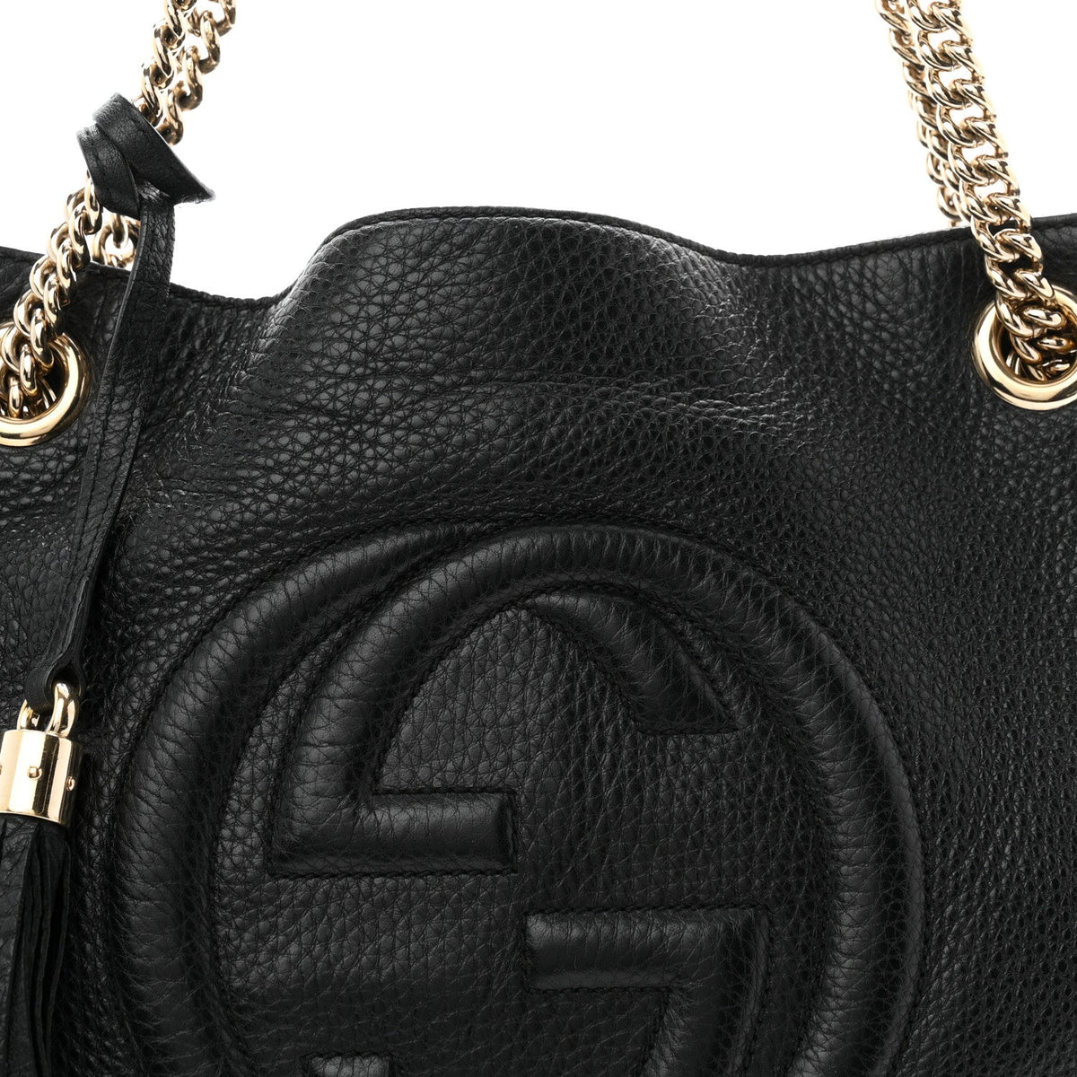 Pebbled Calfskin Medium Soho Chain Shoulder Bag Black wholesalehk.shop