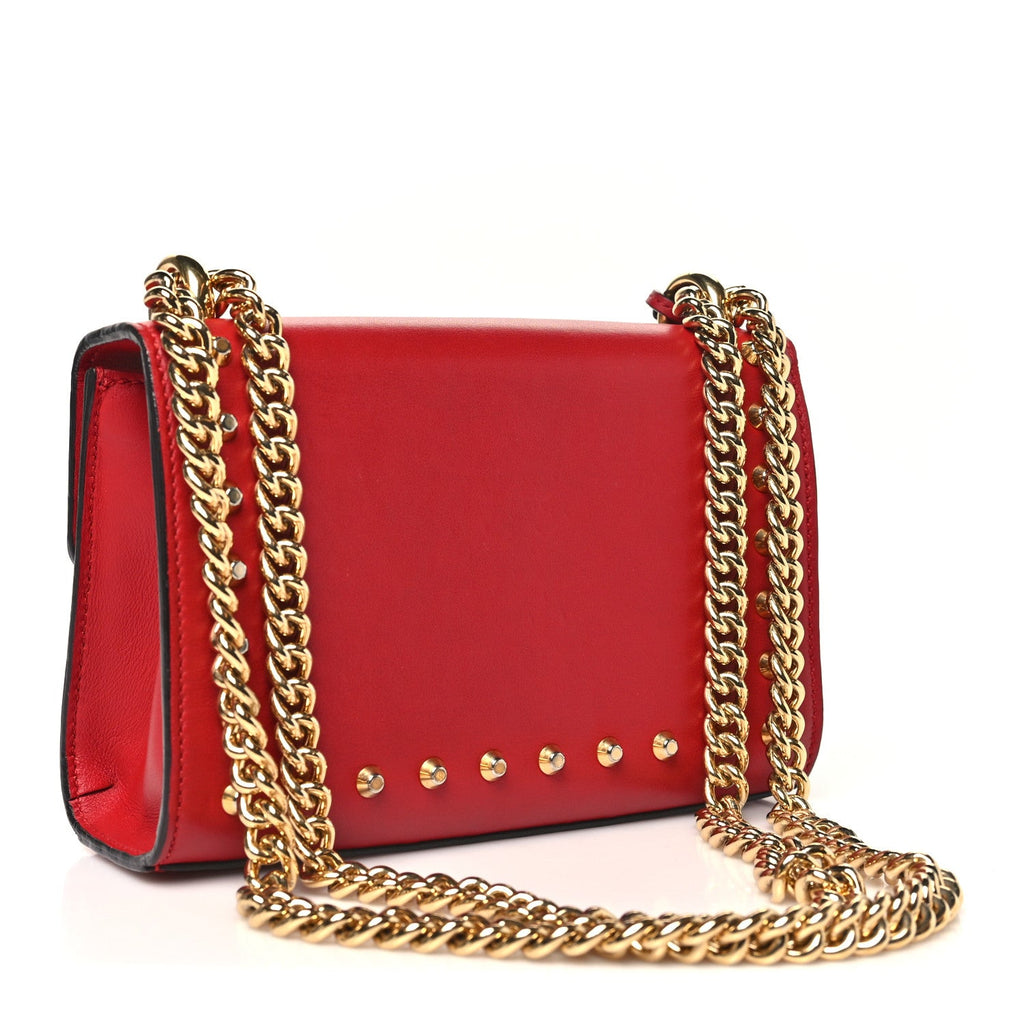 Calfskin Studded Small Padlock Shoulder Bag Hibiscus Red £¨ Direct shipment via from wholesalehk.shop
