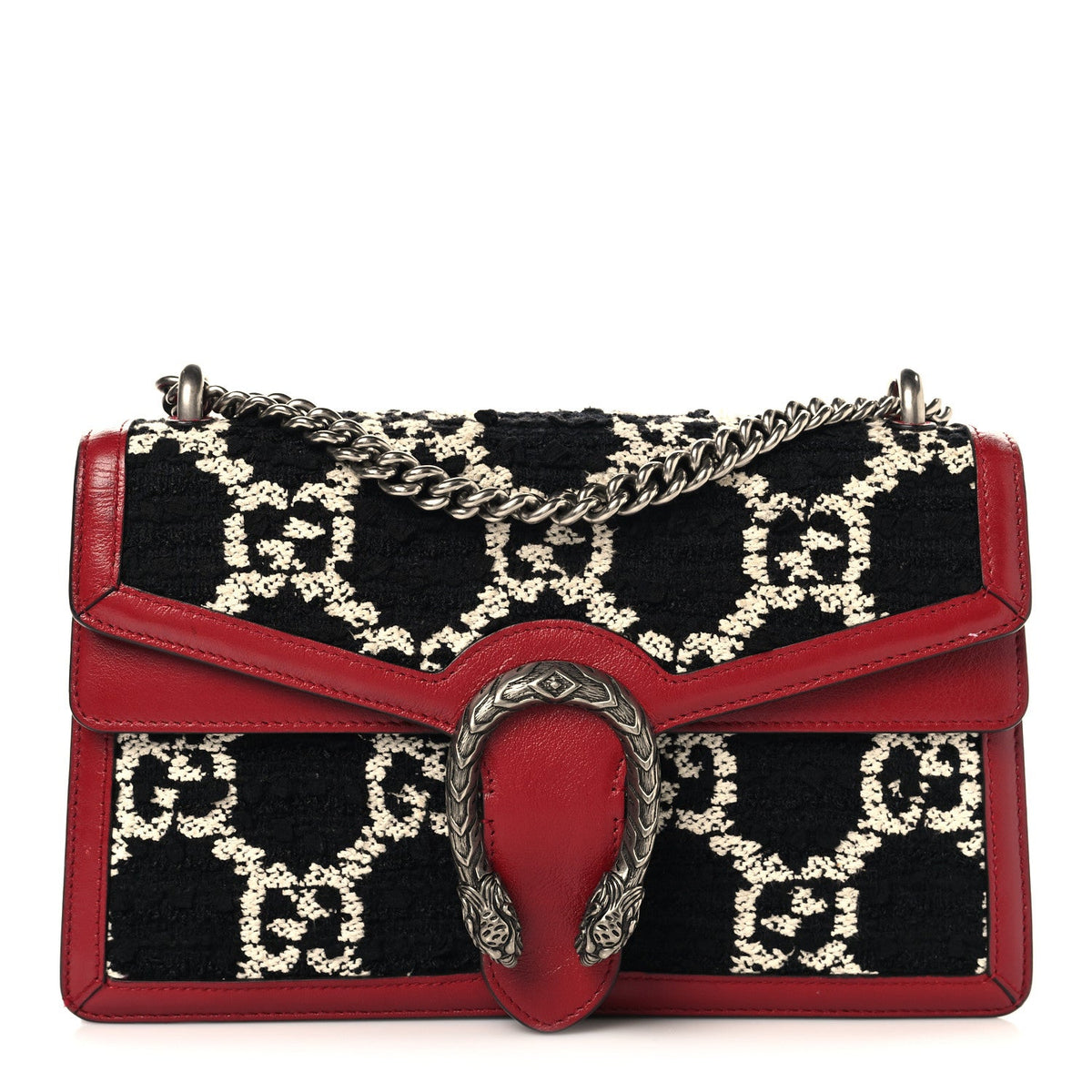 Tweed GG Monogram Small Dionysus Shoulder Bag Black White Romantic Cherry wholesalehk.shop