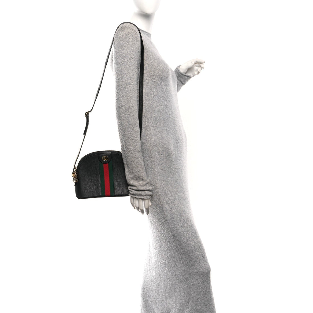 Calfskin GG Web Small Ophidia Dome Shoulder Bag Black wholesalehk.shop