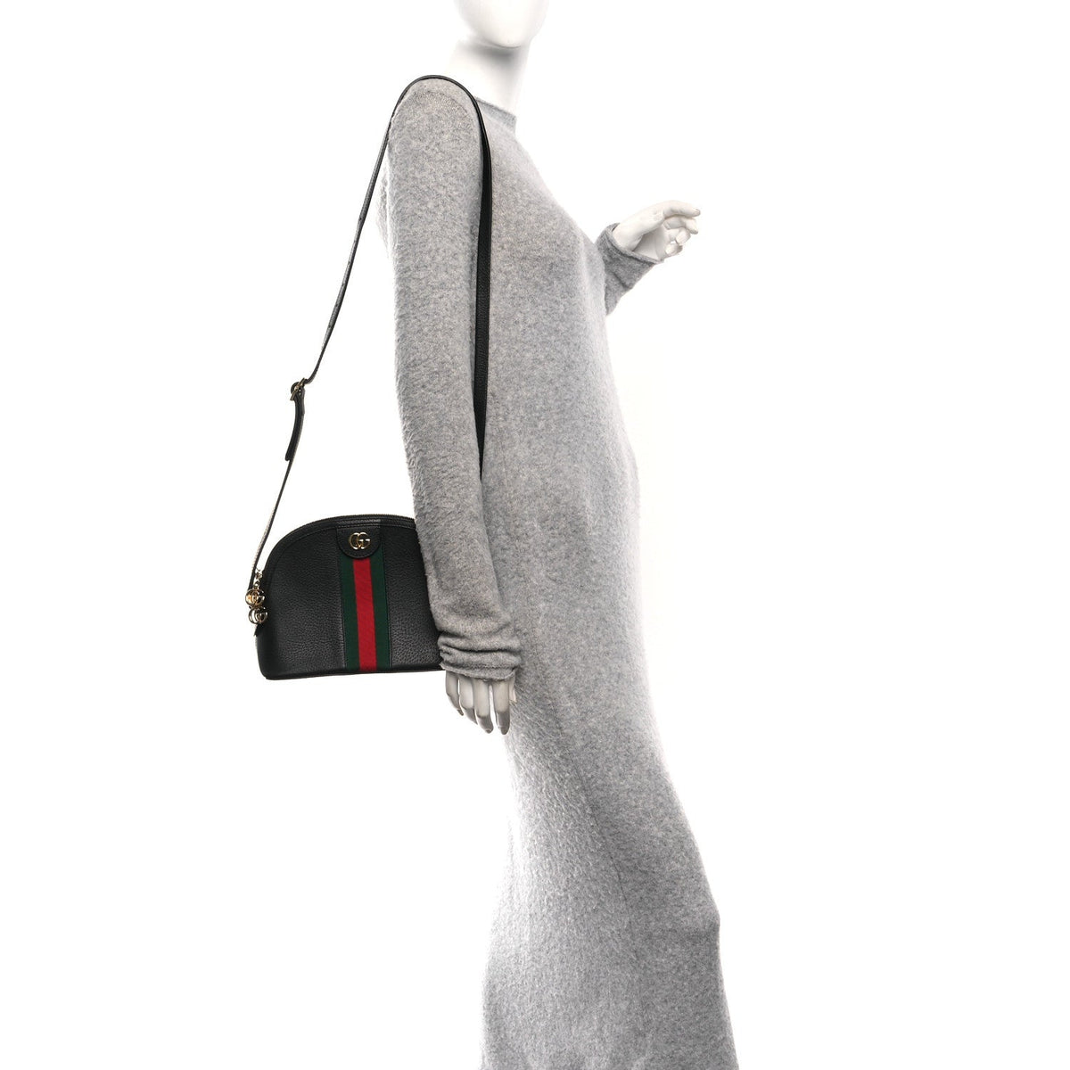 Calfskin GG Web Small Ophidia Dome Shoulder Bag Black wholesalehk.shop