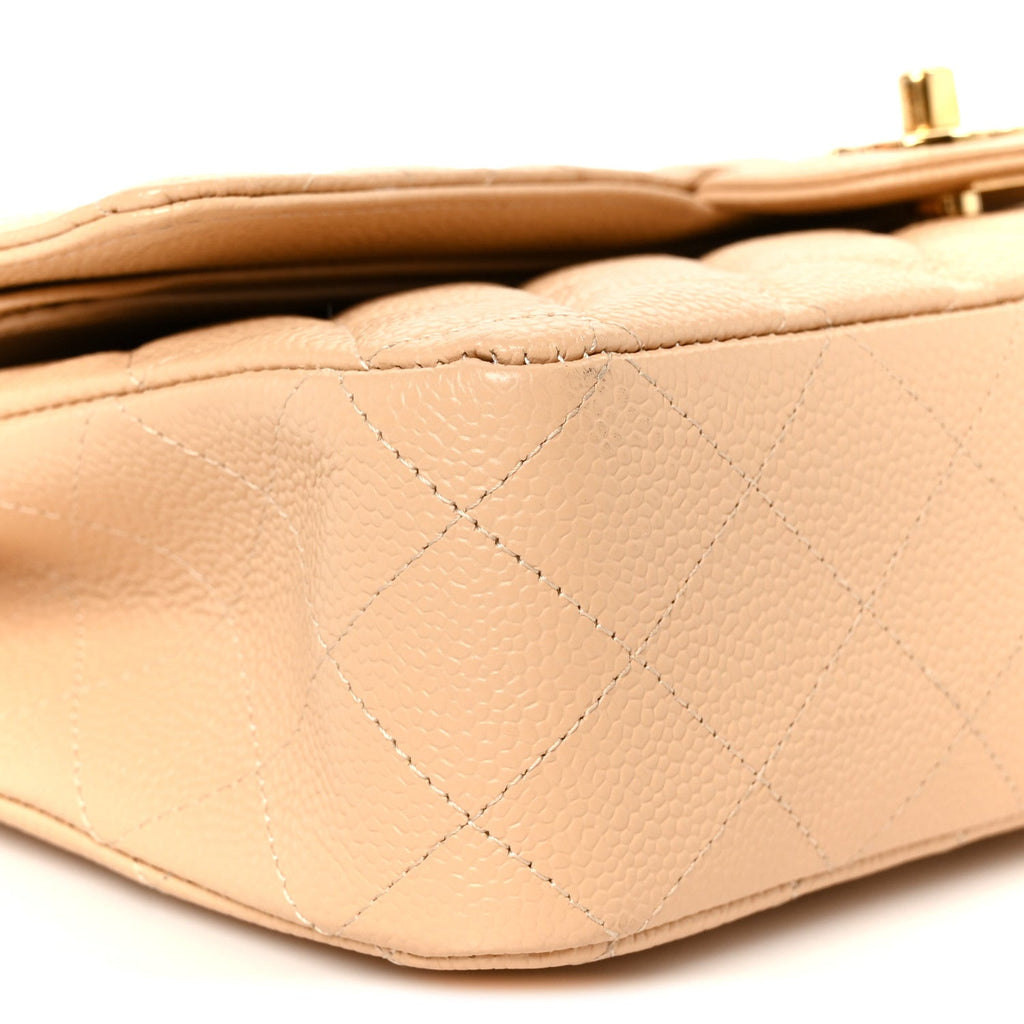 Caviar Quilted Medium Double Flap Beige wholesalehk.shop