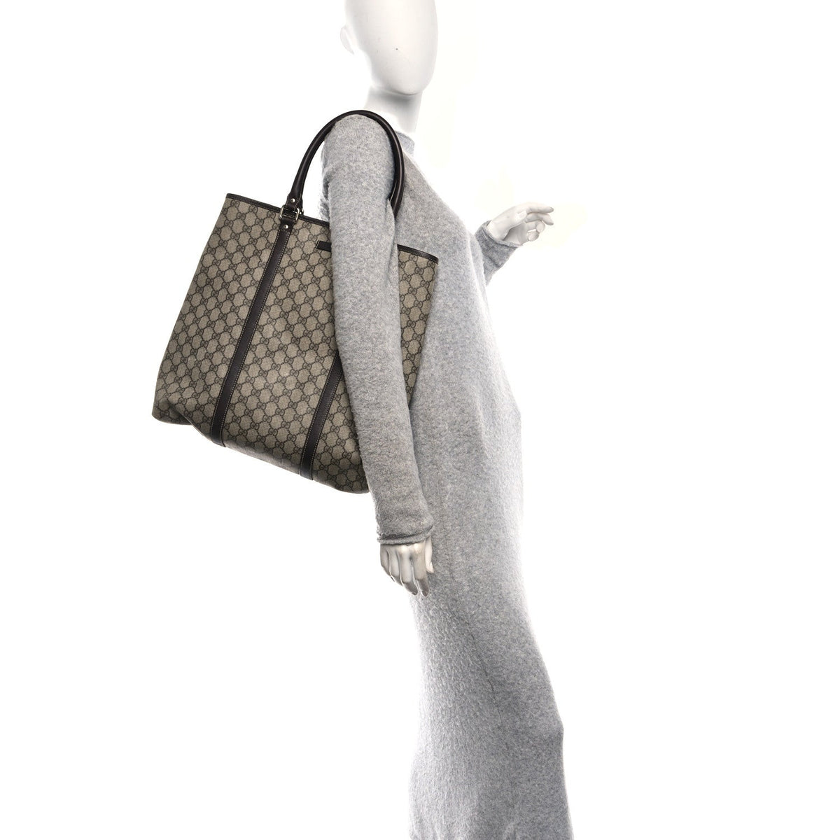 GG Plus Monogram Joy Vertical Tote Dark Brown wholesalehk.shop