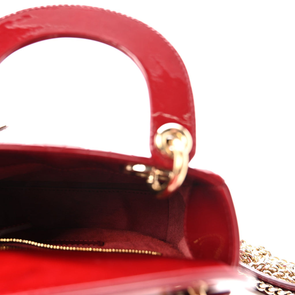 Patent Cannage Mini Lady Dior Red wholesalehk.shop