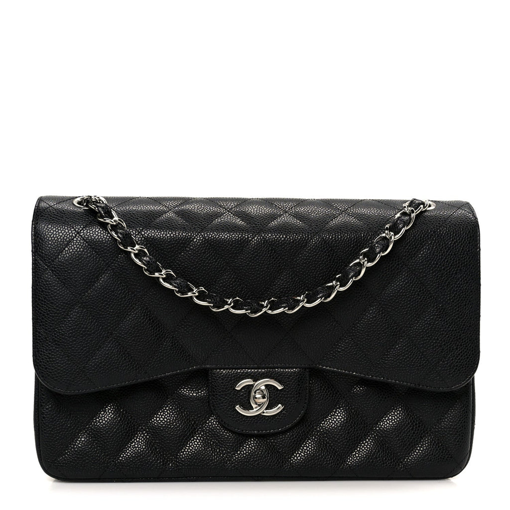 Caviar Quilted Jumbo Double Flap Black wholesalehk.shop