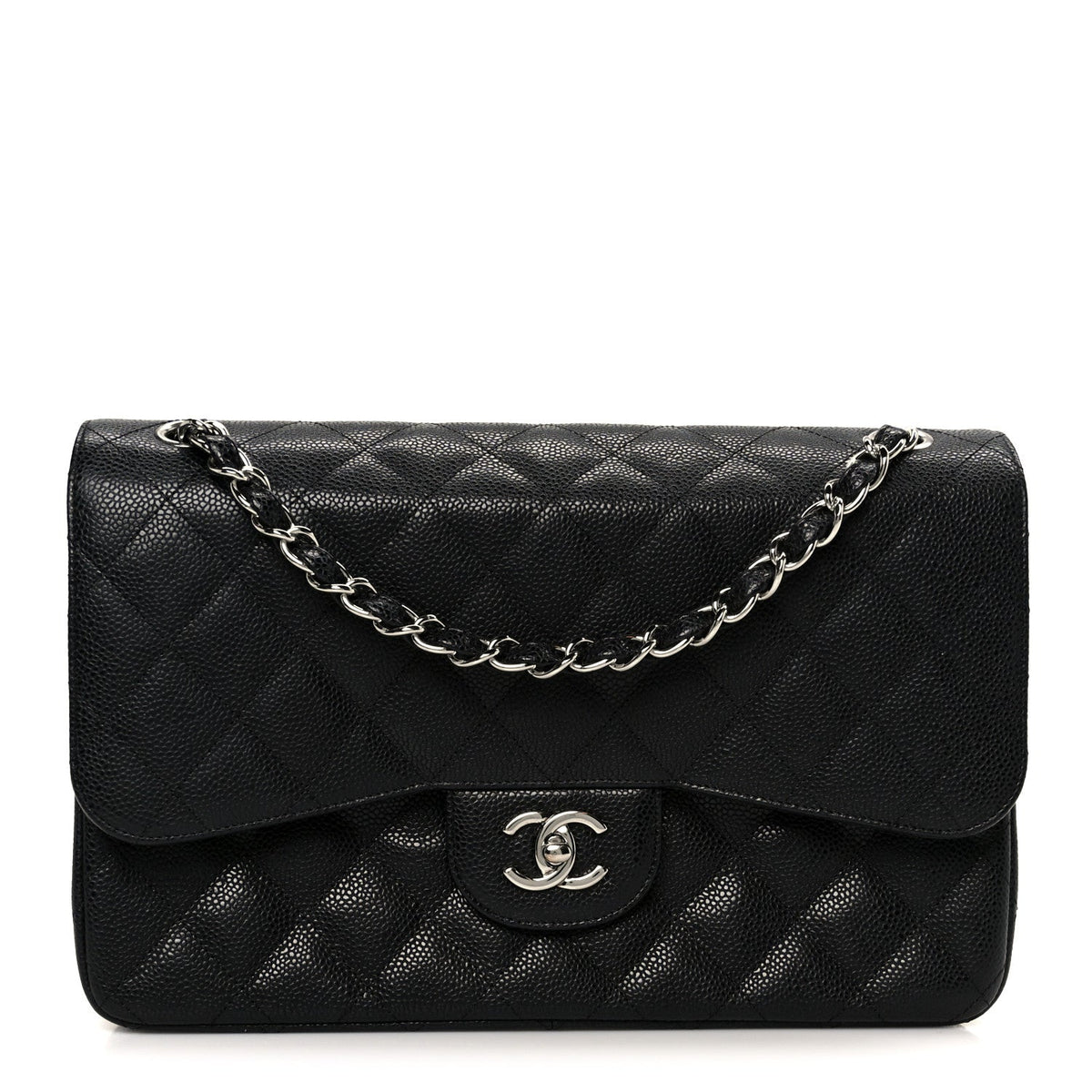 Caviar Quilted Jumbo Double Flap Black wholesalehk.shop