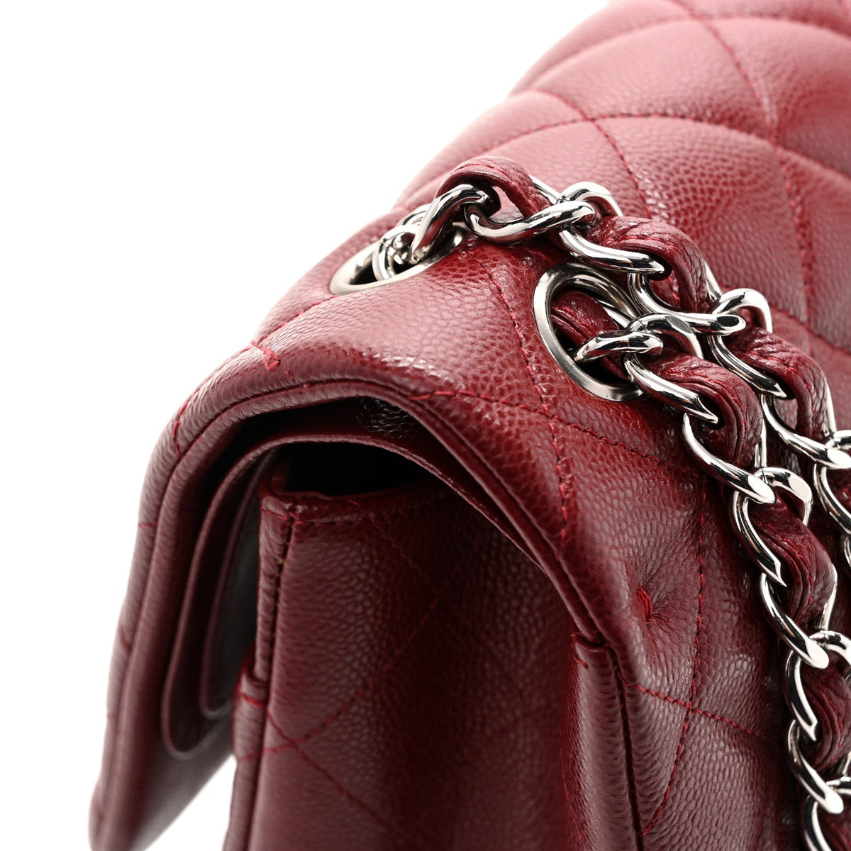 Caviar Quilted Jumbo Double Flap Burgundy wholesalehk.shop