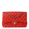 Lambskin Quilted Jumbo Double Flap Red wholesalehk.shop