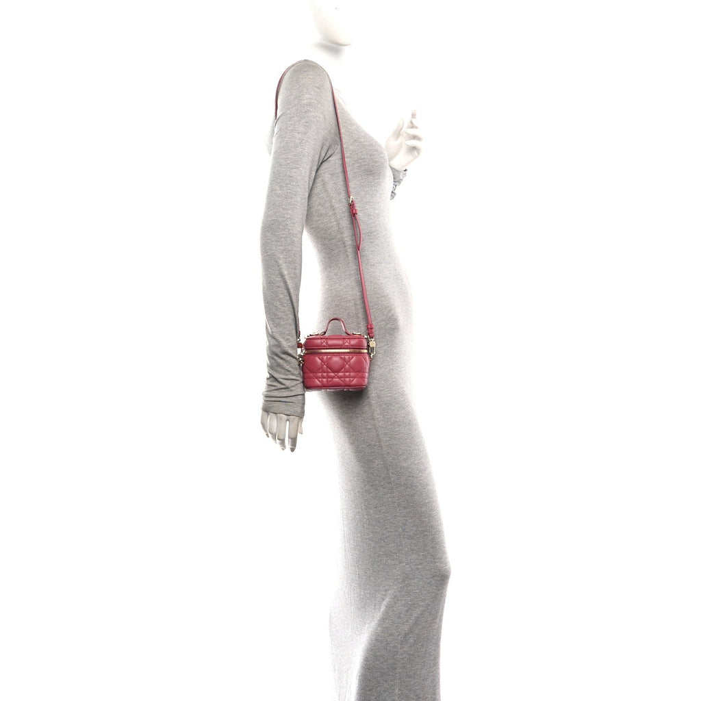 Lambskin Cannage Micro Vanity Case Strawberry Pink wholesalehk.shop