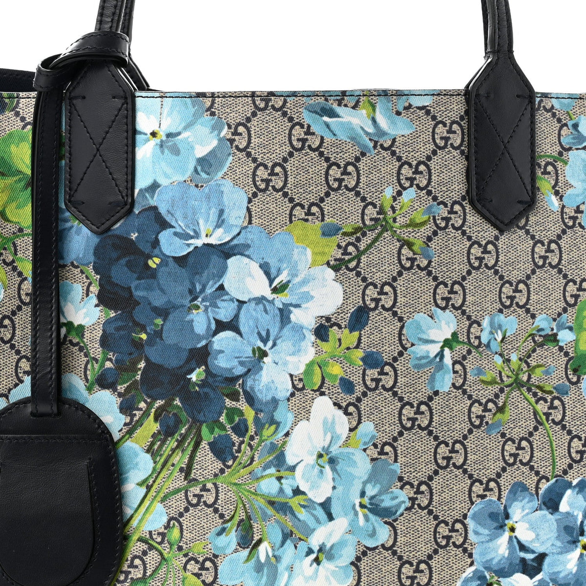 GG Supreme Monogram Blooms Medium Reversible Tote Beige Blue Navy wholesalehk.shop