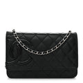 Calfskin Quilted Cambon Wallet on Chain WOC Black wholesalehk.shop