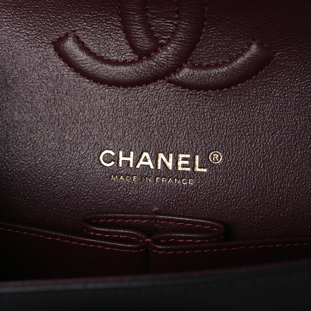 Lambskin Quilted Medium Double Flap Black wholesalehk.shop