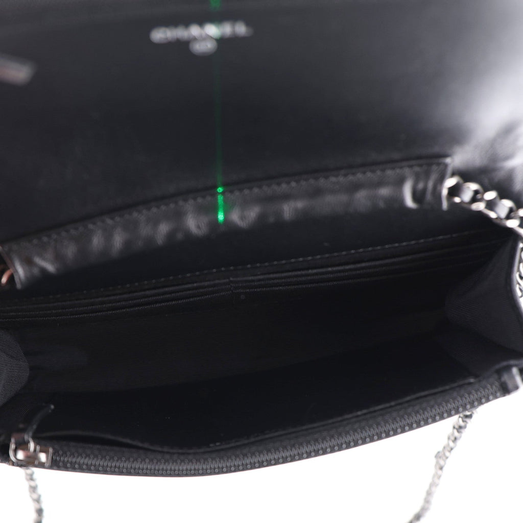 Lambskin Embellished Quilted Wallet On Chain WOC Black wholesalehk.shop