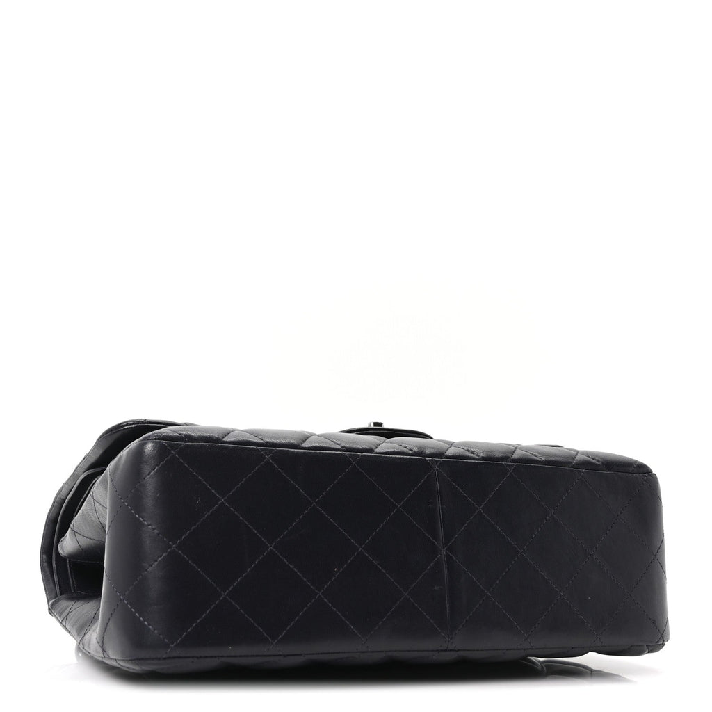 Lambskin Quilted Jumbo Double Flap Navy wholesalehk.shop