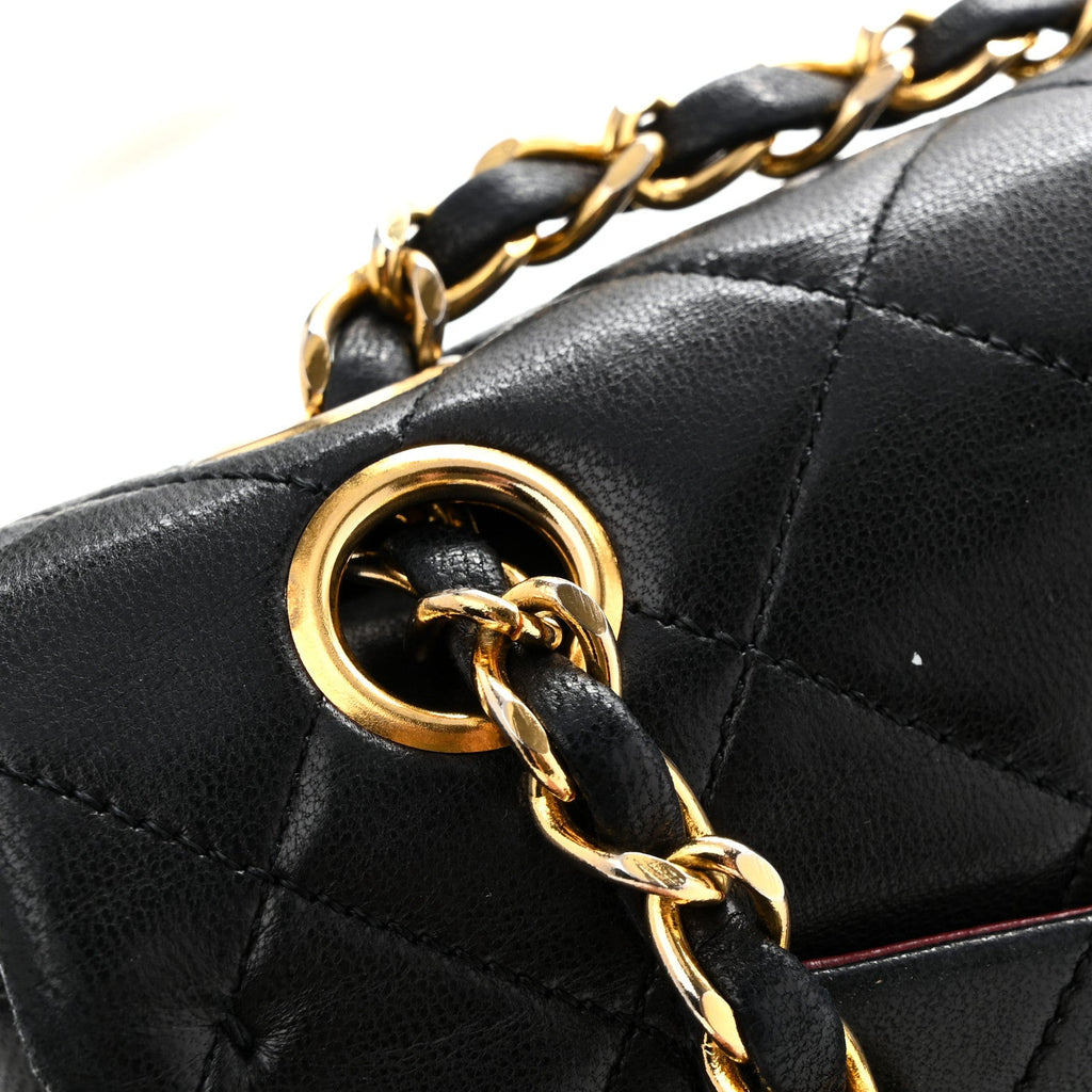 Lambskin Quilted Small Double Flap Black wholesalehk.shop