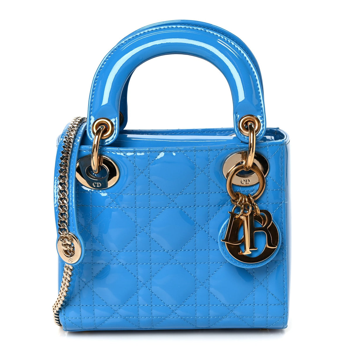 Patent Cannage Mini Lady Dior Blue wholesalehk.shop