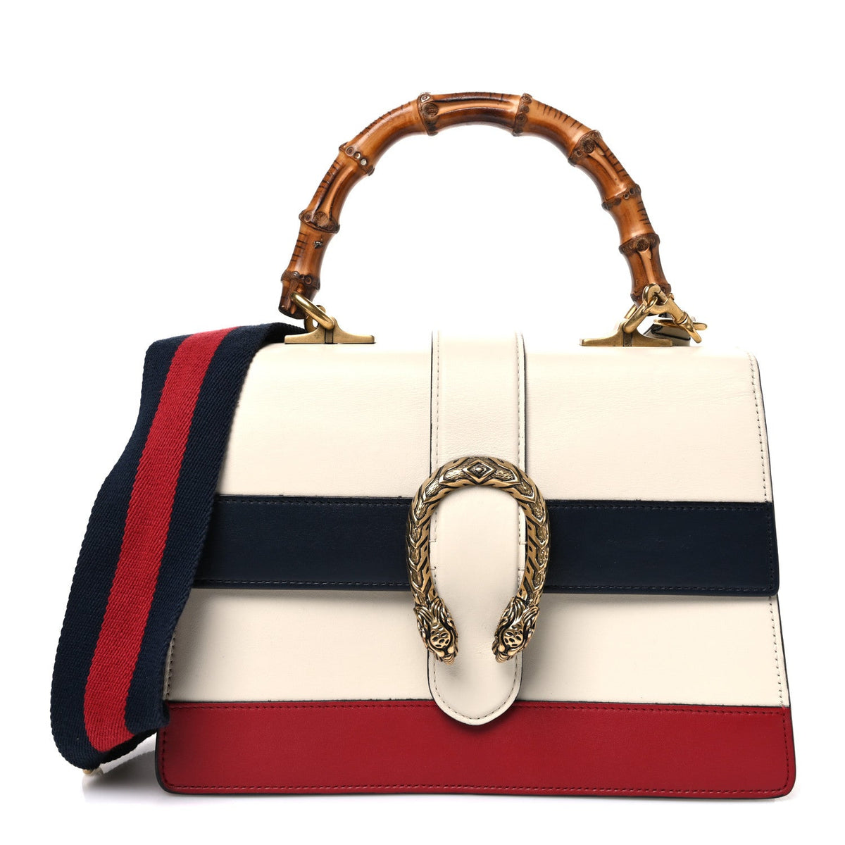 Calfskin Bamboo Web Medium Dionysus Top Handle Bag White Blue Hibiscus Red wholesalehk.shop