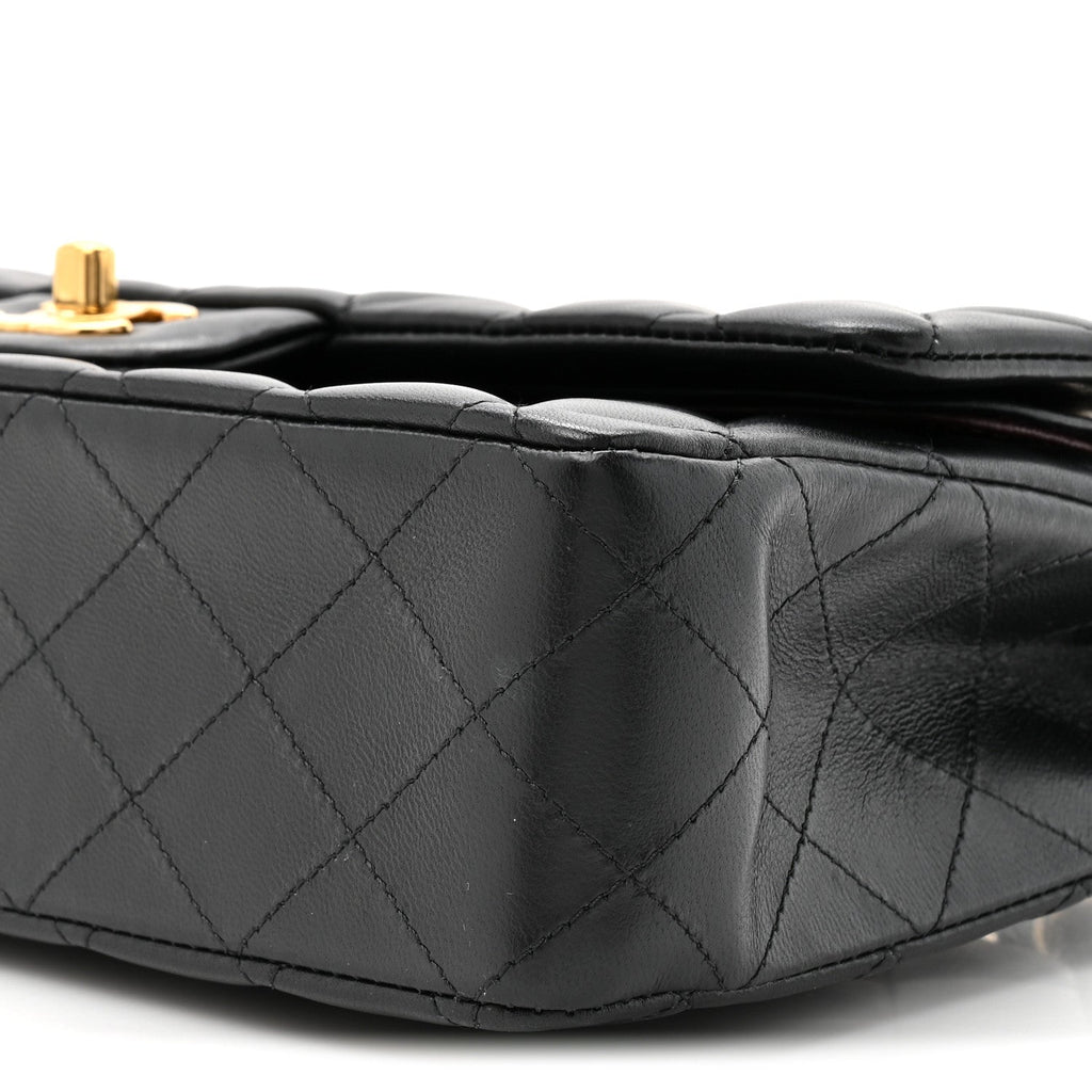 Lambskin Quilted Small Double Flap Black wholesalehk.shop