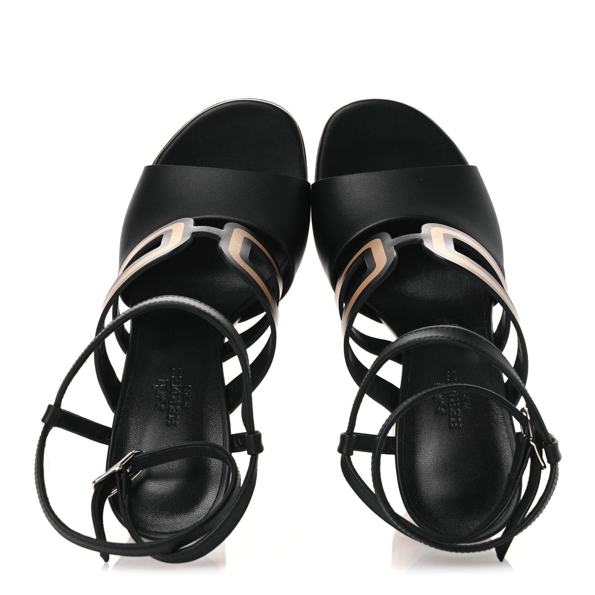 Calfskin Klara 100 Wedge Sandals 35 Black Natural wholesalehk.shop