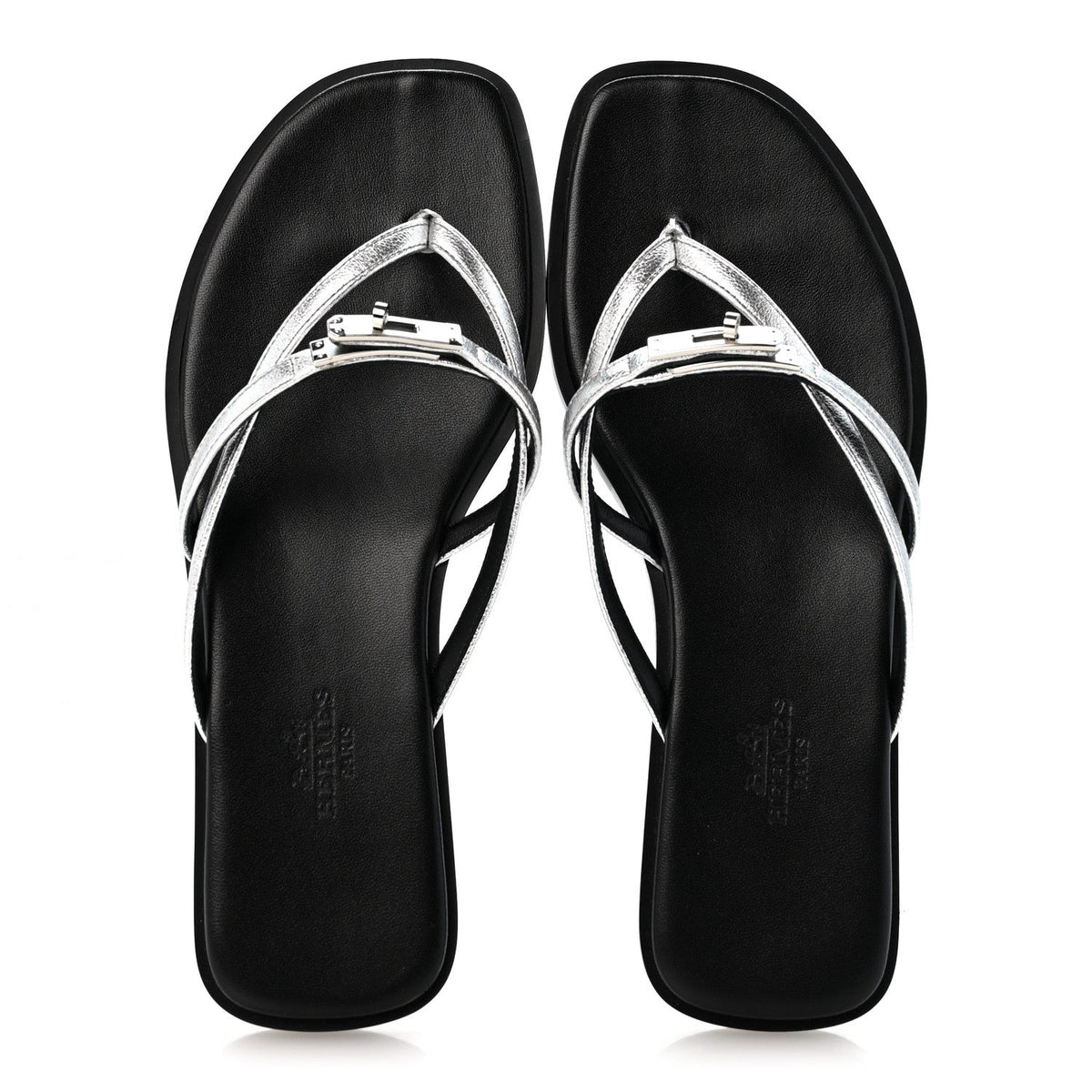 Metallic Goatskin Miss Sandals 36 Gris Argente wholesalehk.shop