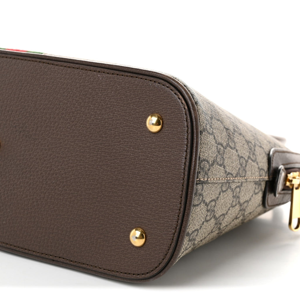 GG Supreme Monogram Web Medium Top Handle Ophidia Dome Shoulder Bag Brown wholesalehk.shop
