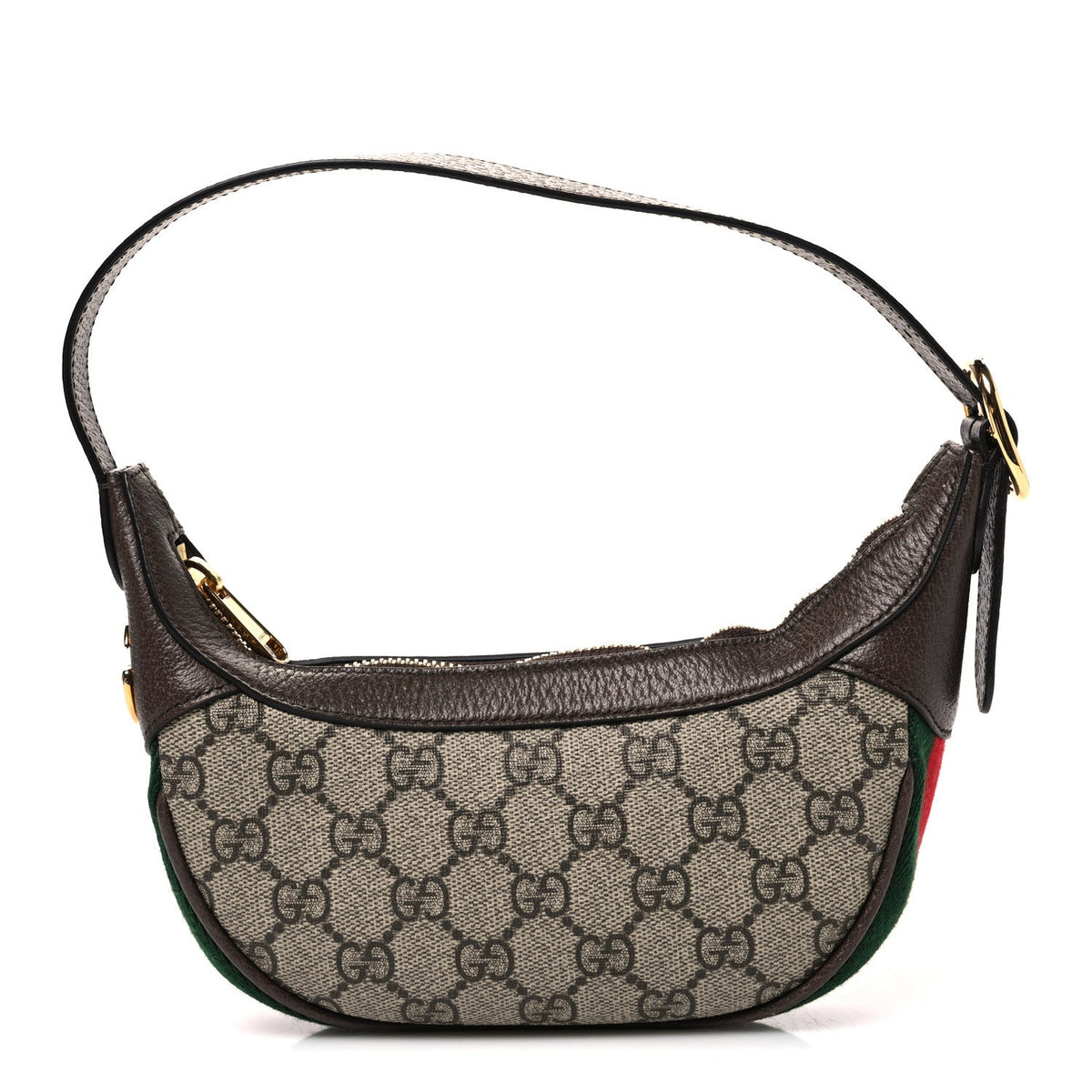 GG Supreme Monogram Textured Calfskin Web Mini Ophidia Half Moon Hobo Beige Ebony New Acero wholesalehk.shop
