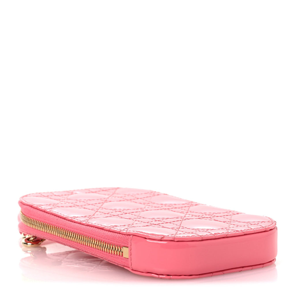 Patent Cannage Lady Dior Phone Holder Pink wholesalehk.shop