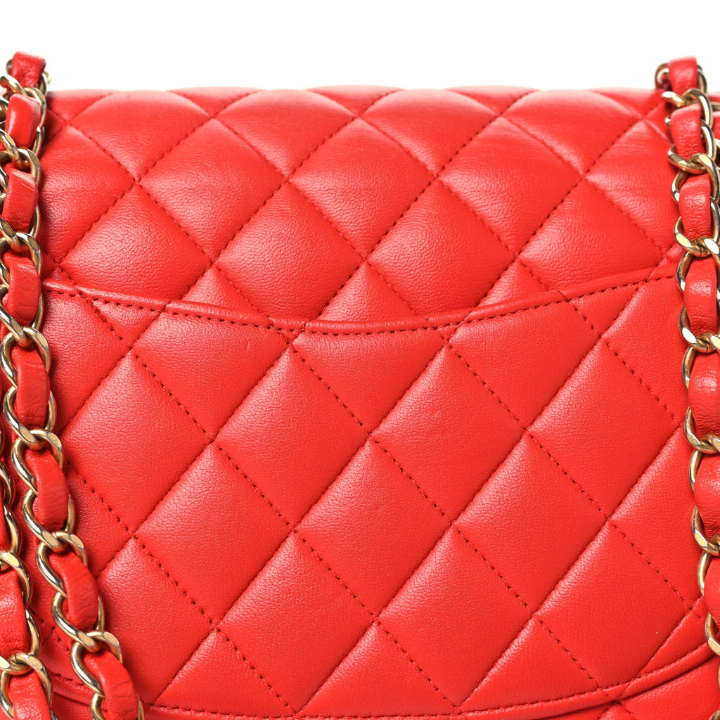 Lambskin Quilted Small Double Flap Red wholesalehk.shop