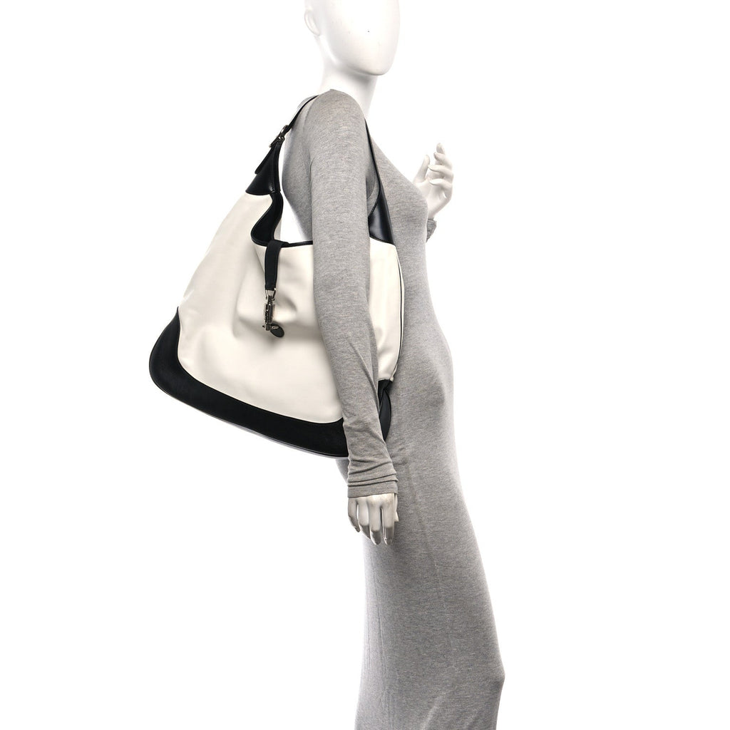Calfskin Large Jackie 1961 Shoulder Bag Black White £¨ Direct shipment via from wholesalehk.shop