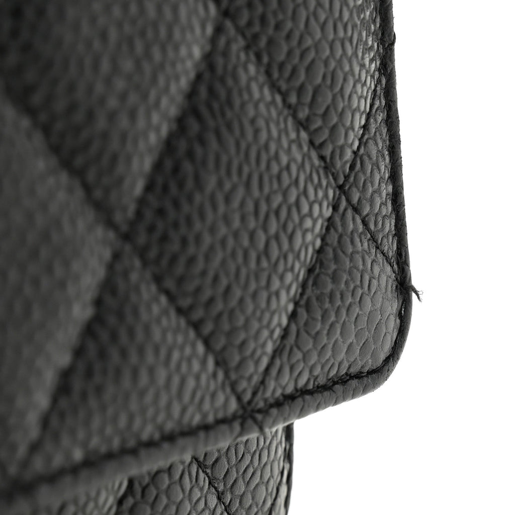 Caviar Quilted Wallet on Chain WOC Black wholesalehk.shop