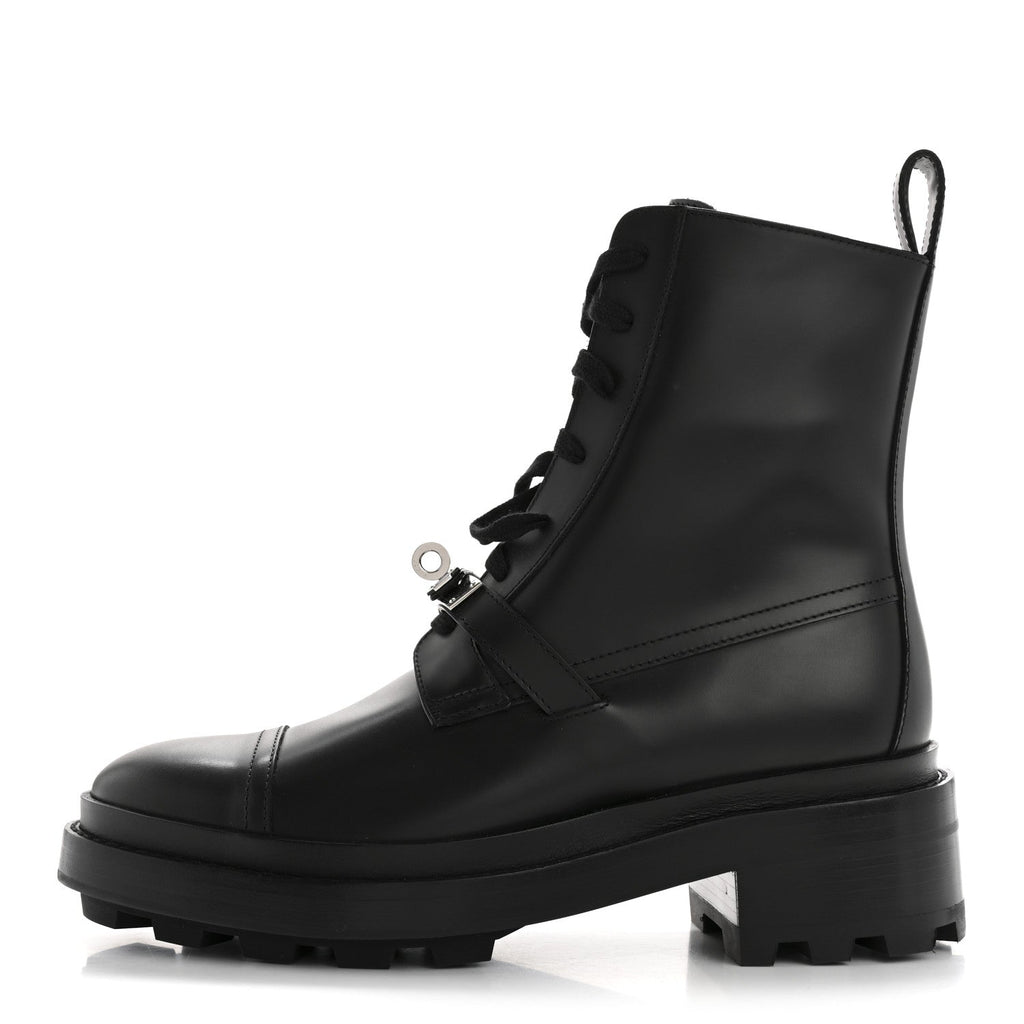 Glossed Calfskin Funk Ankle Boots 36 Black wholesalehk.shop