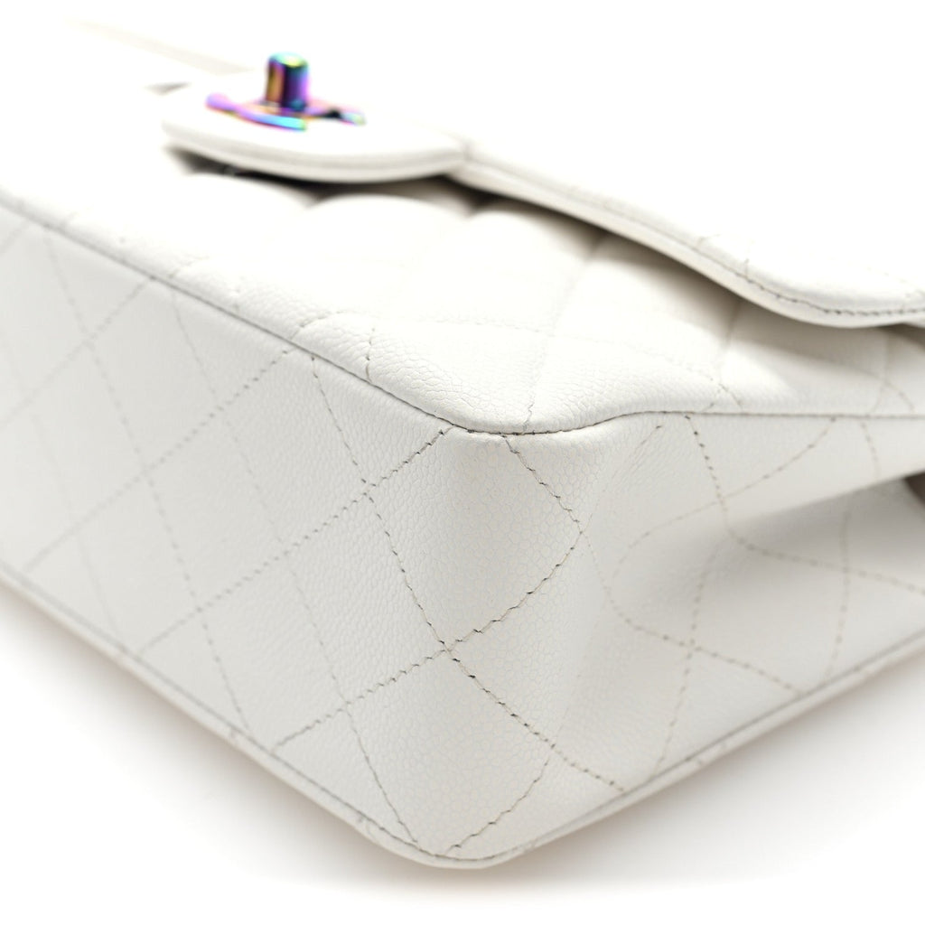 Caviar Quilted Rainbow CC Small Double Flap White wholesalehk.shop