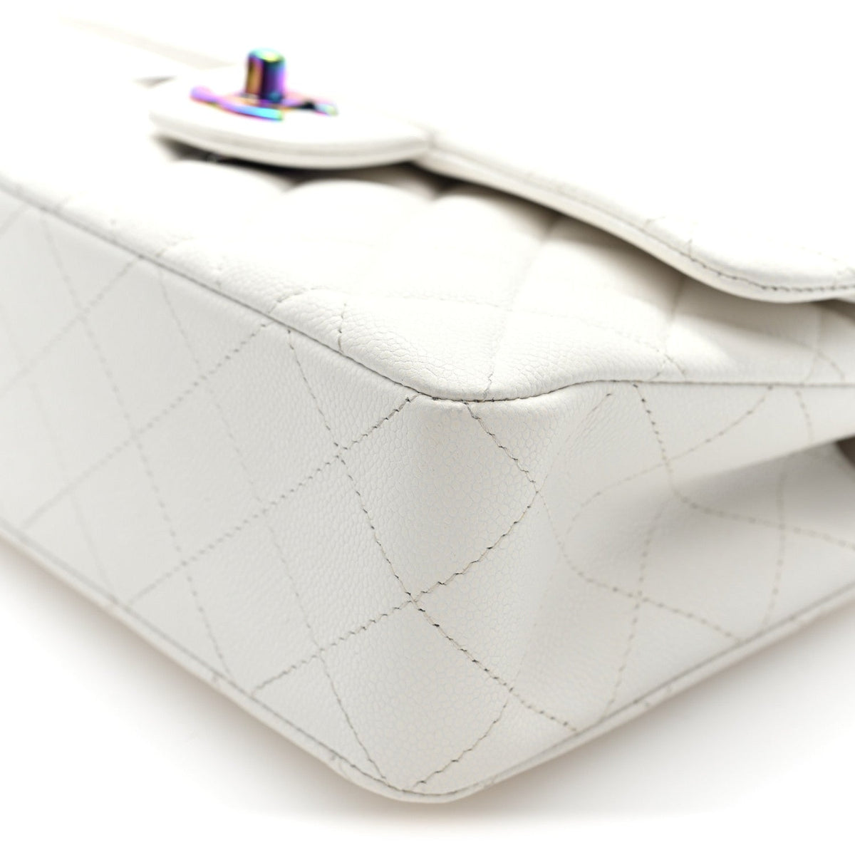 Caviar Quilted Rainbow CC Small Double Flap White wholesalehk.shop