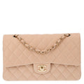 Lambskin Quilted Medium Double Flap Beige wholesalehk.shop