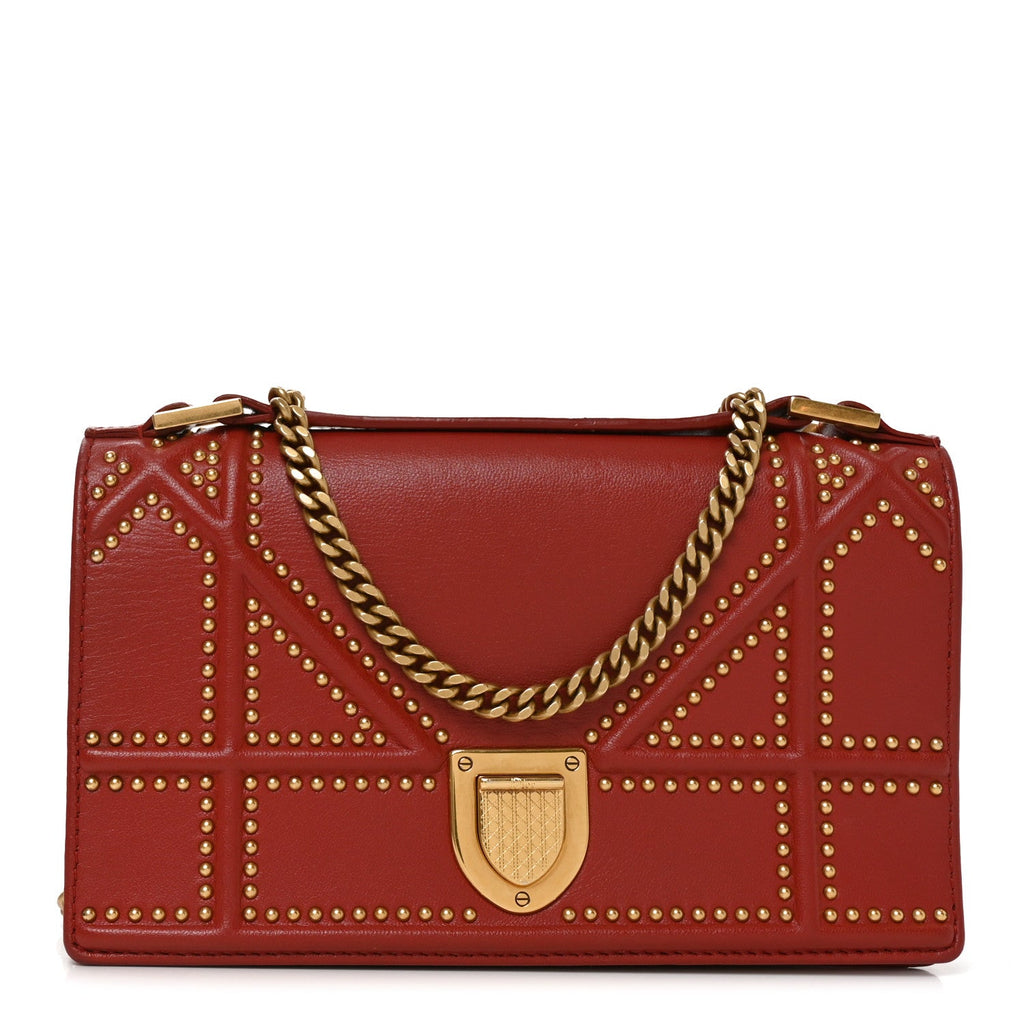 Calfskin Studded Diorama Flap Bag Red ¡§ Direct shipment via from wholesalehk.shop